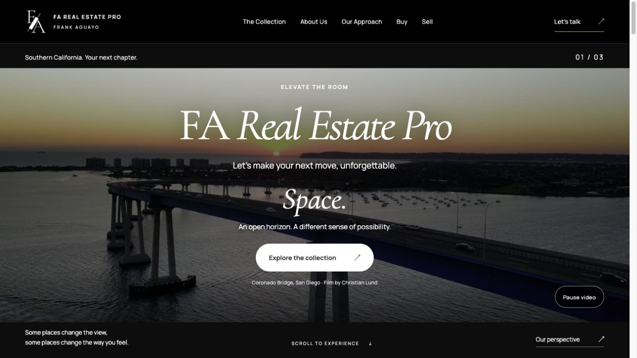 FA Real Estate Pro homepage screenshot